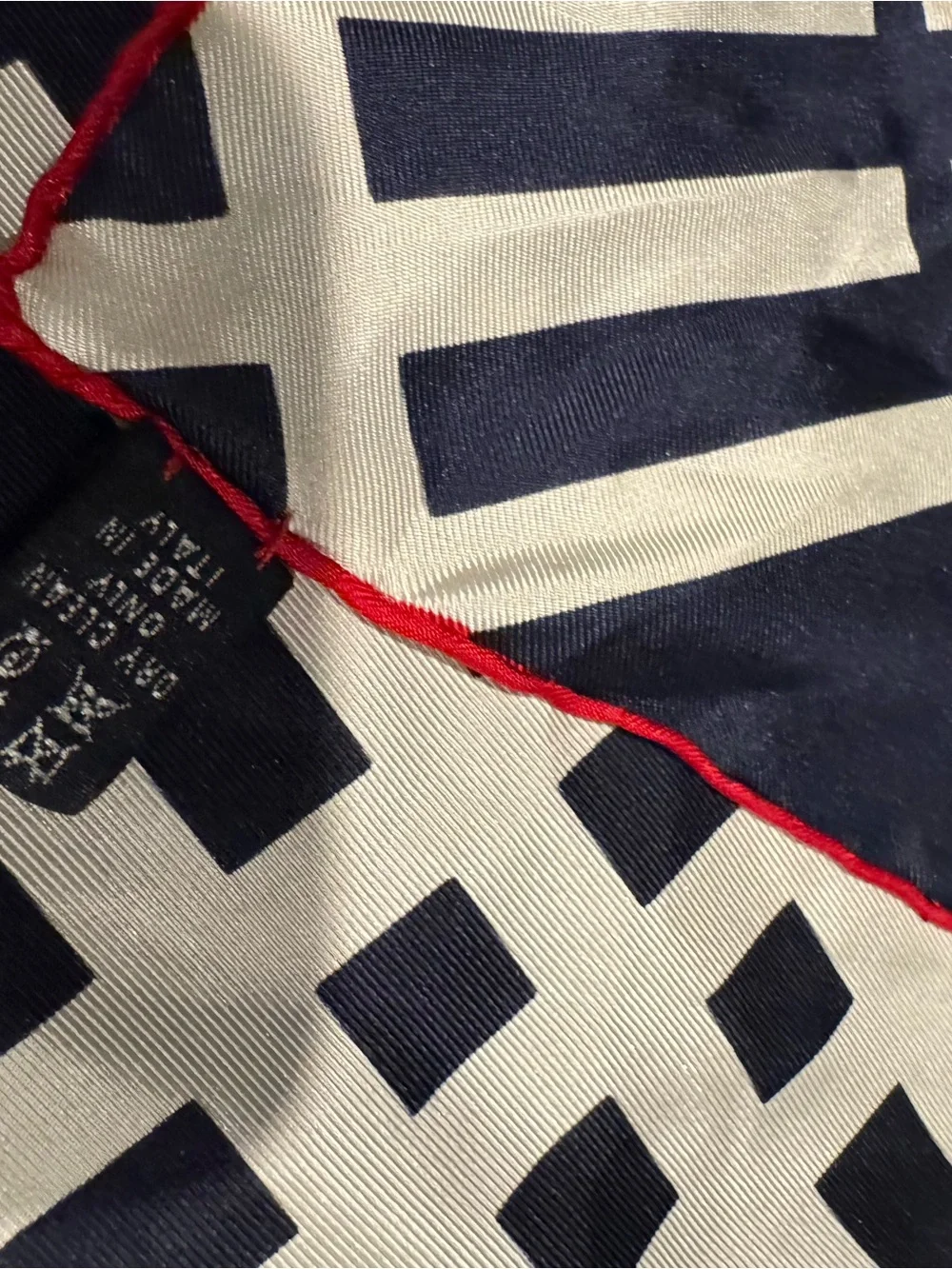 Burberry Navy, White and Red Plaid Silk Scarf